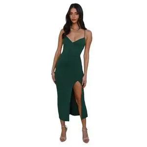 Hello Molly | Dresses | Nwt Hello Molly Climb To New Heights Slip Dark Green  Midi Dress Lace Up Back Xs | Poshmark